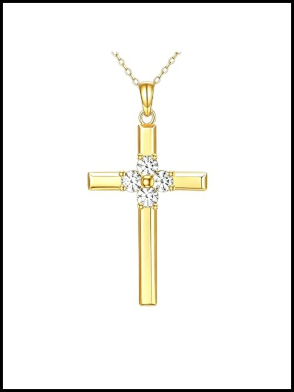 18K Gold Plated Cross Necklace Pendant 18+2" O Chain Hypoallergenic